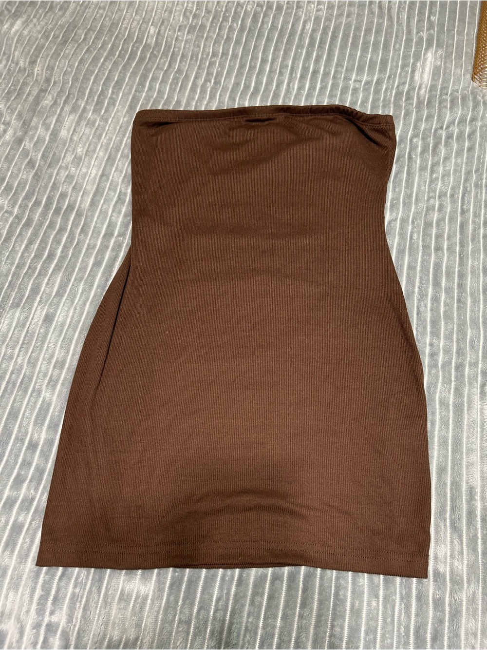 Brown Strapless Bodycon Tube Dress